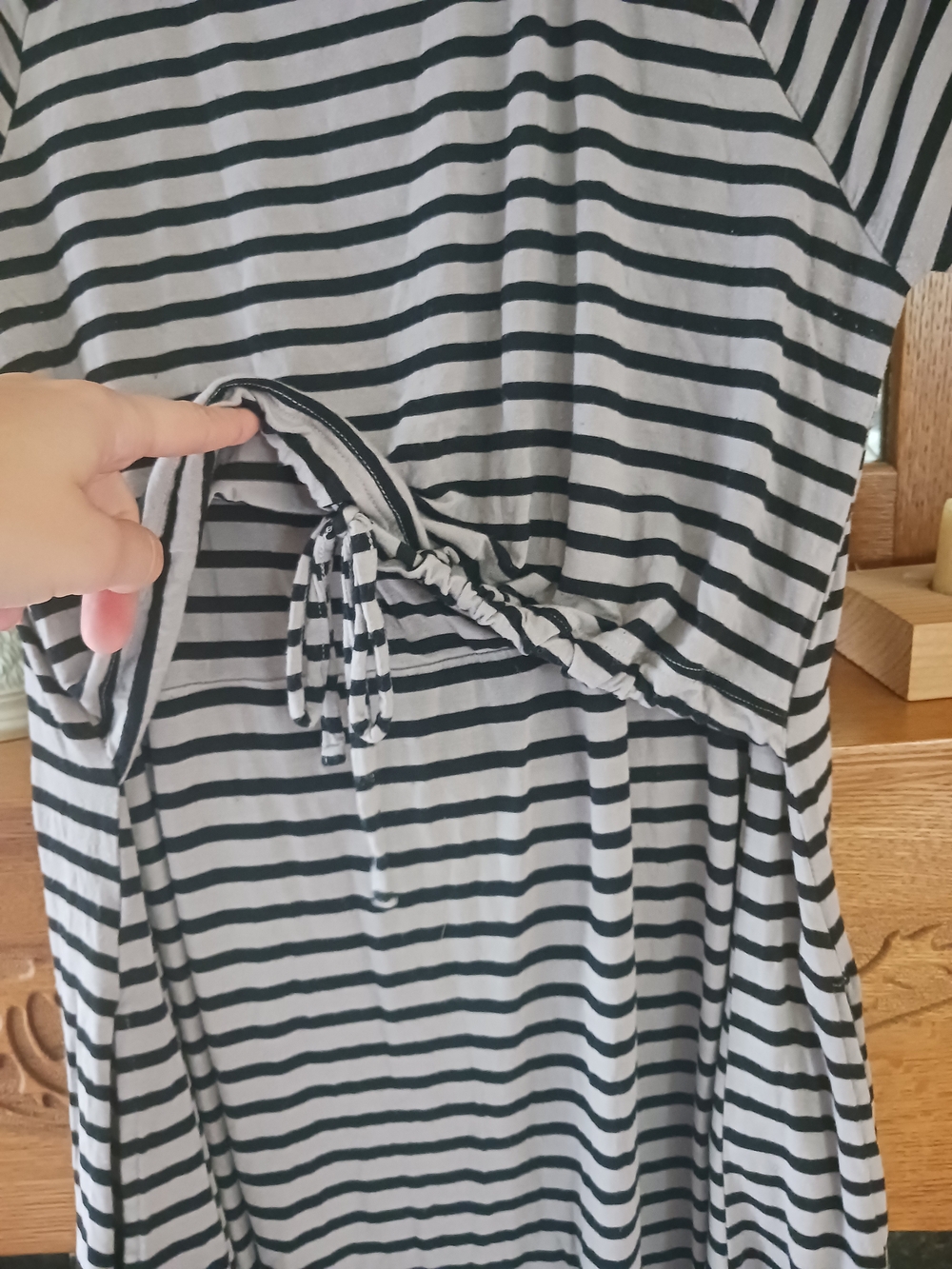 Latched Mama Black and White Striped Short Sleeve Midi Dress - Picture 3 of 4
